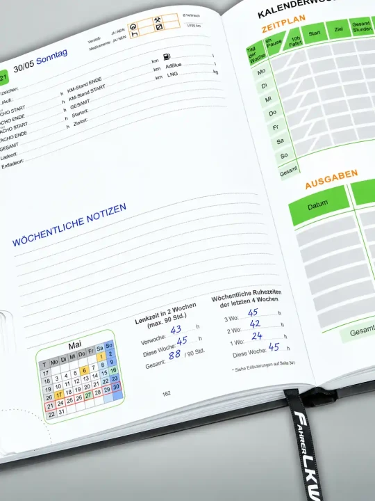 lkw-fahrer-kalender-2027-woechentliche-notizen-lenkzeit-ruhezeiten