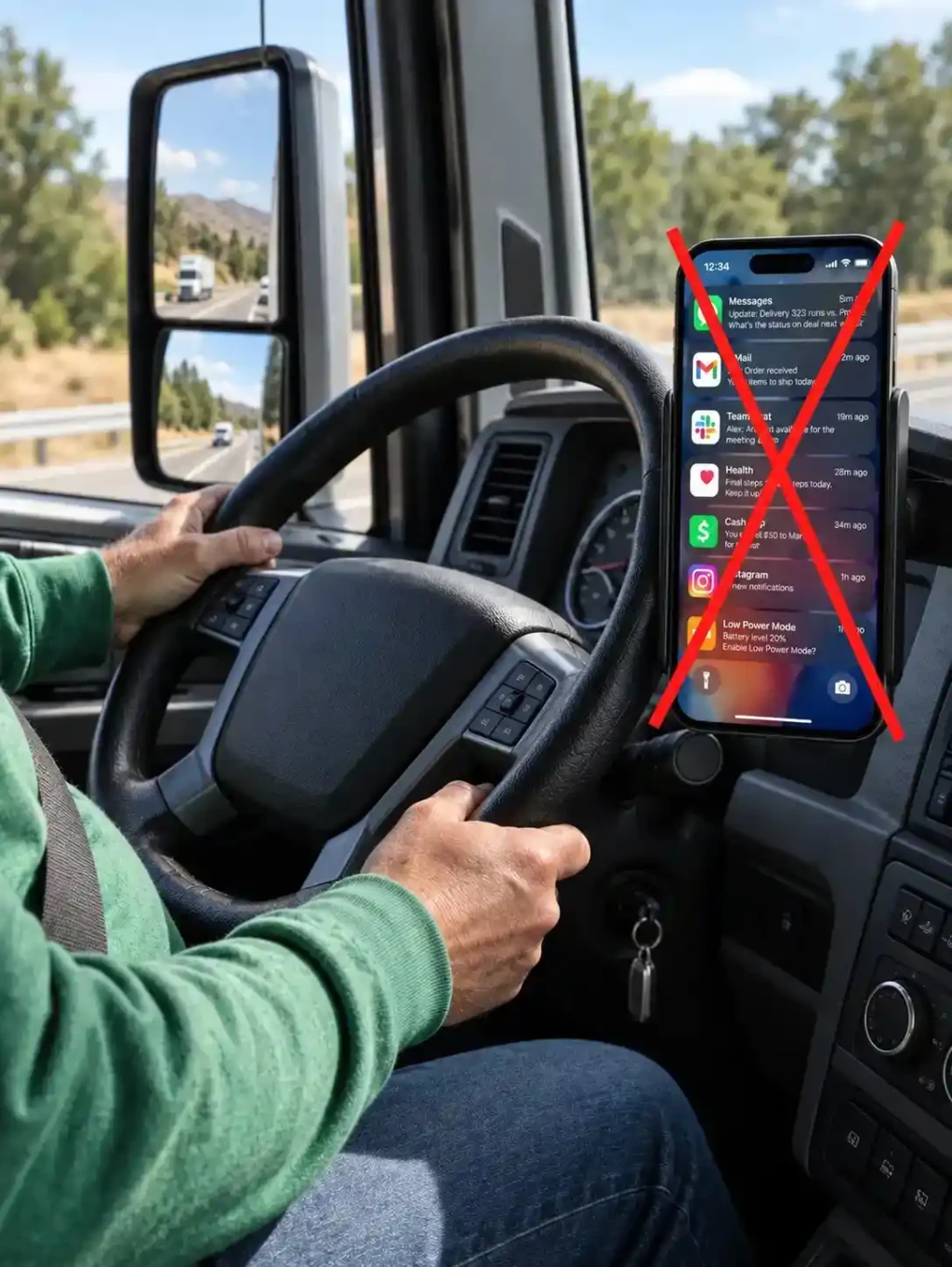 Smartphone-Benachrichtigungen als Ablenkung im Fahreralltag – der LKW-Fahrer-Kalender funktioniert ohne App